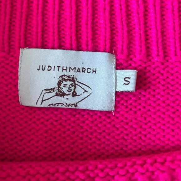 Judith March Hot Pink Sweater Off One Shoulder Cozy Sweater Size Small Relaxed - Picture 5 of 8